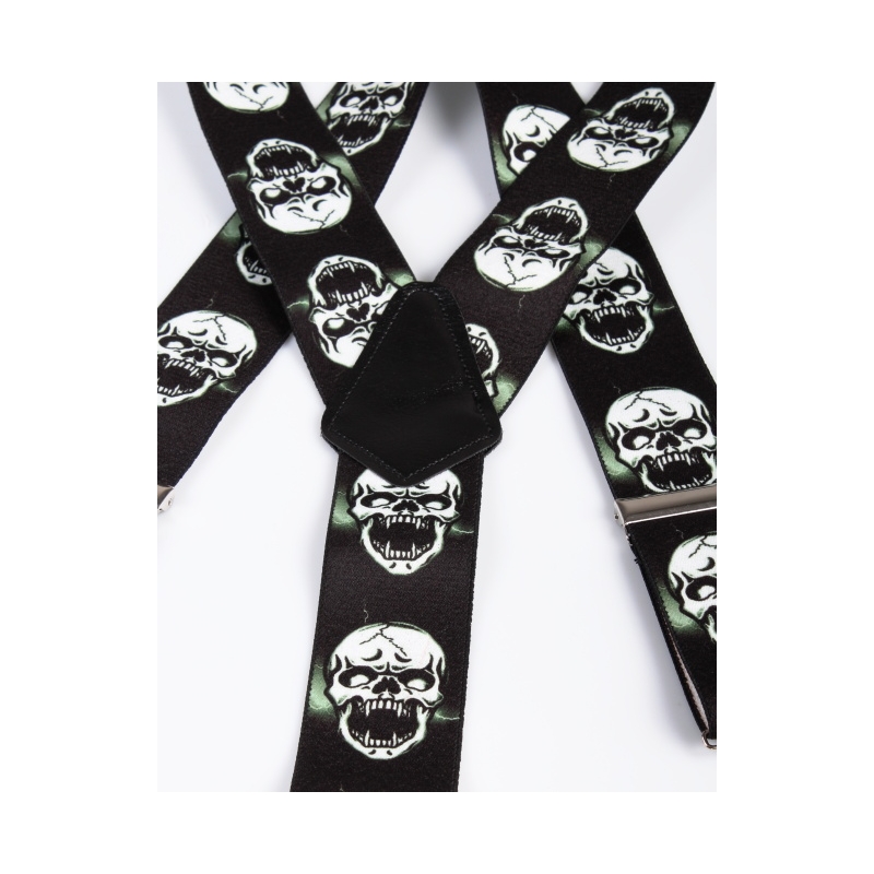 RSA Hosenträger mit Totenkopfmotiv, 12 Stück, schwarz