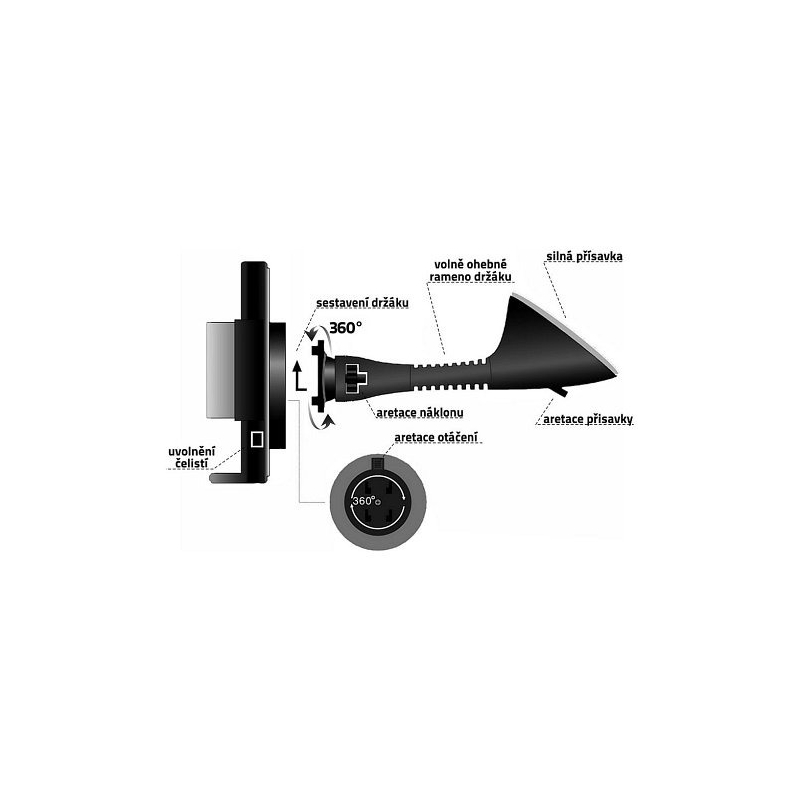 Telefonhalter / GPS auf Saugnapf SILBER