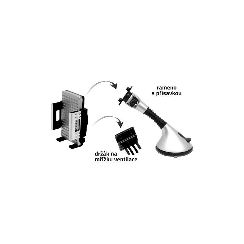 Telefonhalter / GPS auf Saugnapf SILBER