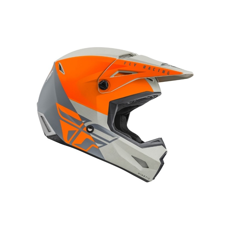 Motocross Helm FLY Racing Kinetic Straight orange-grau Ausverkauf