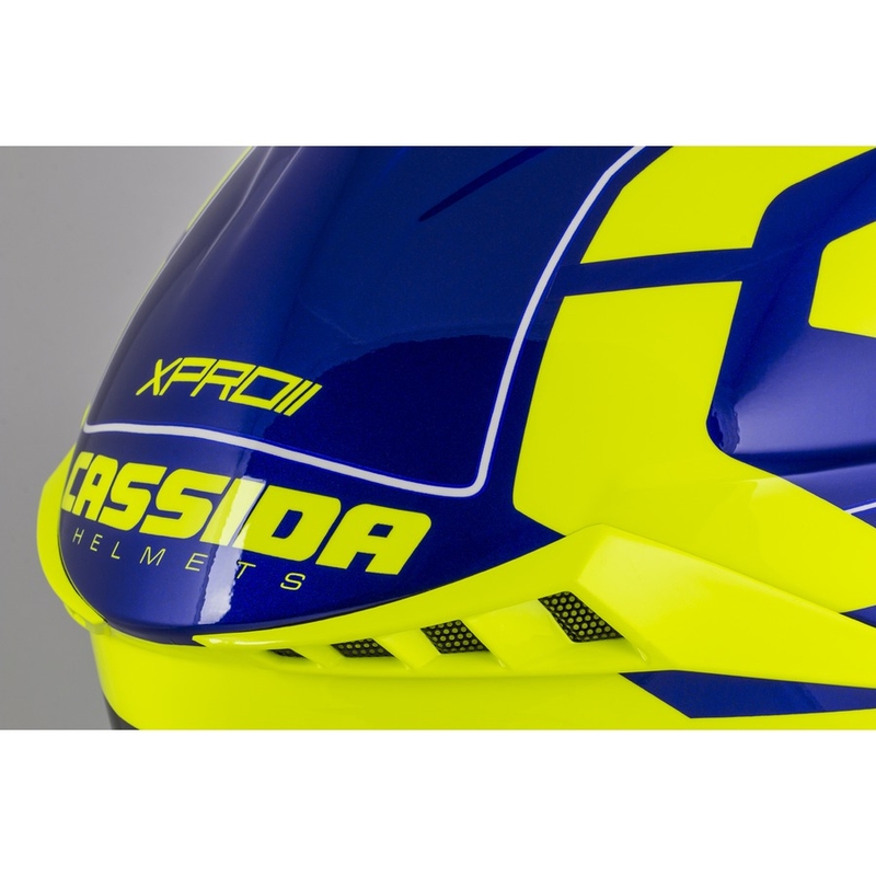 Motocross Helm Cassida Cross Pro II Contra fluo gelb-blau-weiß
