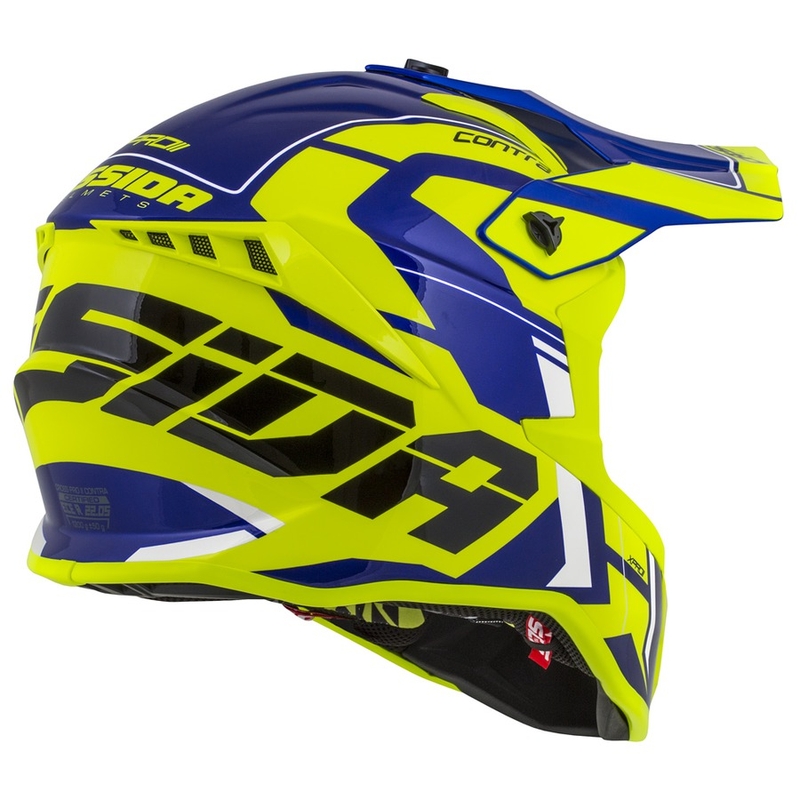 Motocross Helm Cassida Cross Pro II Contra fluo gelb-blau-weiß