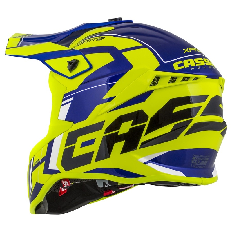 Motocross Helm Cassida Cross Pro II Contra fluo gelb-blau-weiß