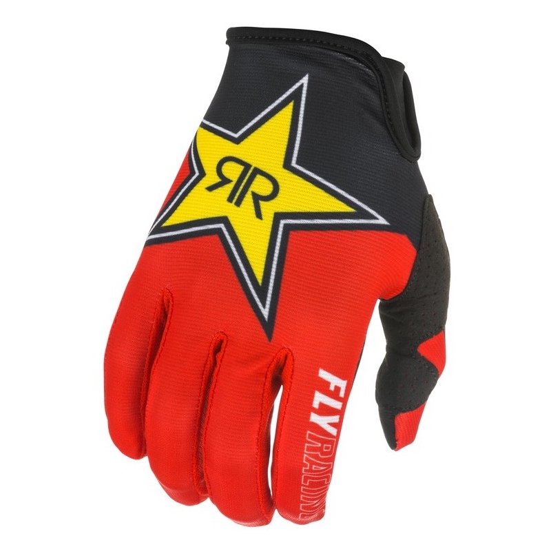 Motocross-Handschuhe FLY Racing Lite 2021 Rockstar schwarz-rot-gelb