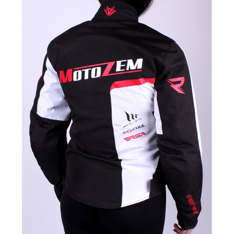 Women's MotoZem Edition Schwarz-Weiß Motorradjacke Ausverkauf