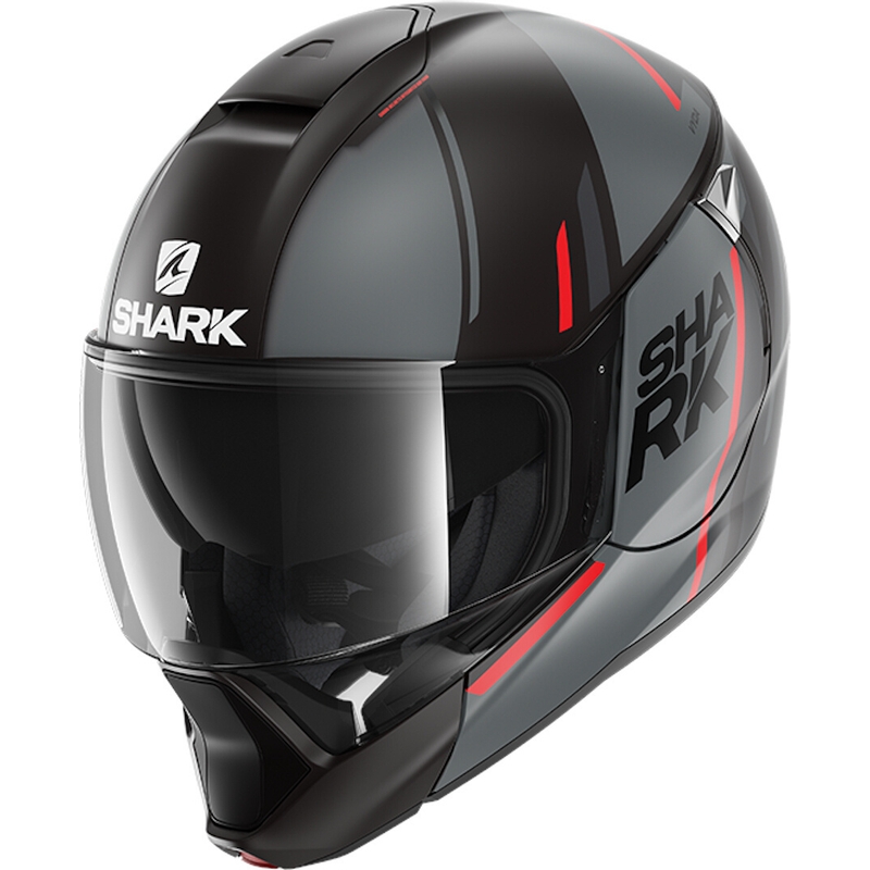 SHARK EVOJET Kipphelm Schwarz-Grau-Rot