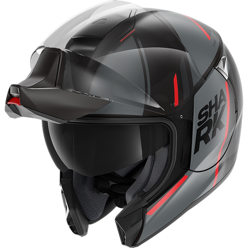 SHARK EVOJET Kipphelm Schwarz-Grau-Rot