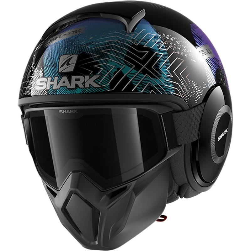 Offener Helm SHARK STREET-DRAK Krull schwarz-grün-lila