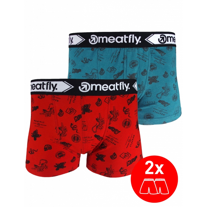 Meatfly Balboa Doppelpack Boxershorts - Briefmarken