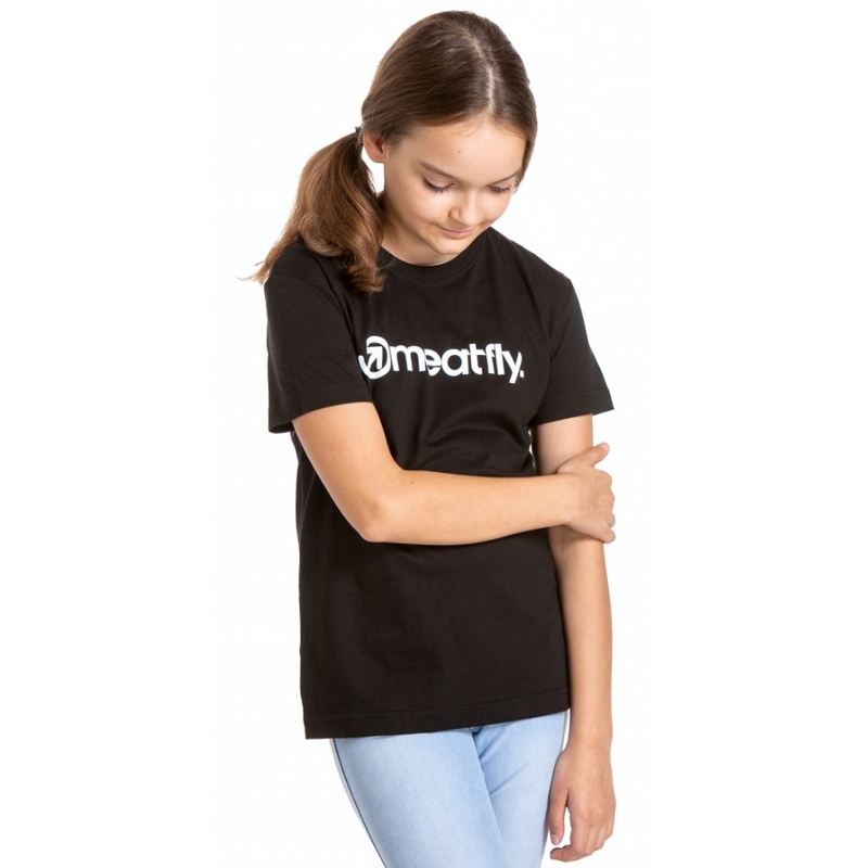 Kinder-T-Shirt Meatfly Bart schwarz Ausverkauf