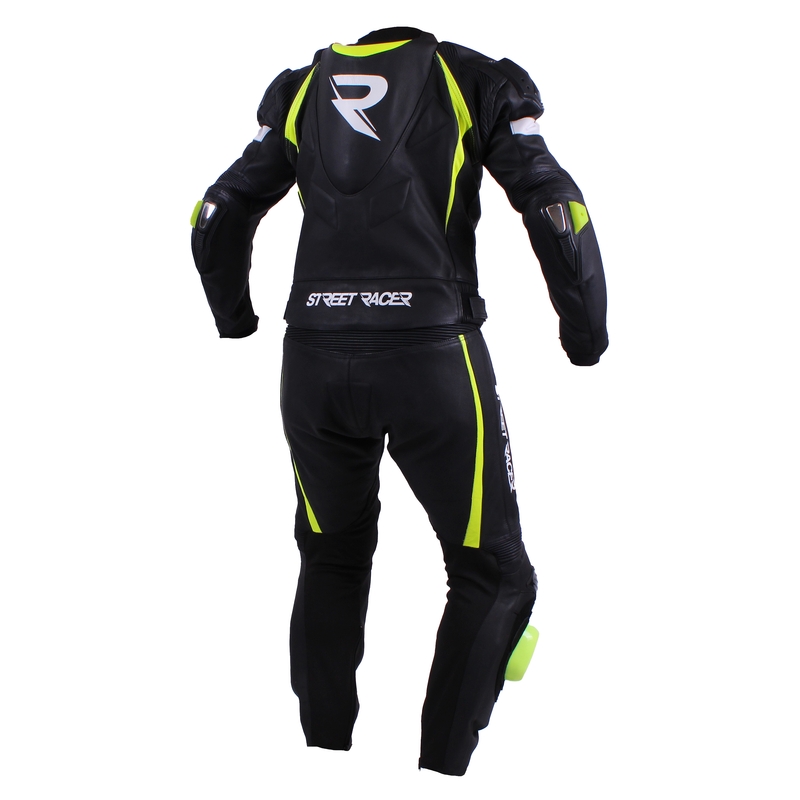 Street Racer Line Herren Motorradoverall Schwarz-Weiß-Fluo Gelb Ausverkauf