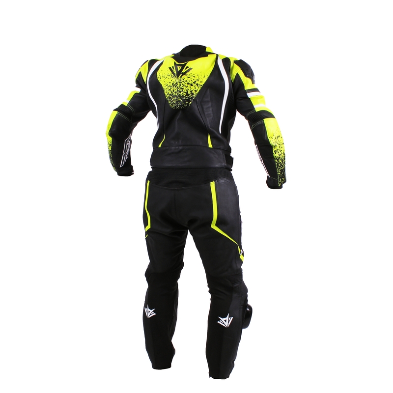 Herren RSA Fluo Glass Schwarz-Fluo Gelb Motorradoverall Ausverkauf