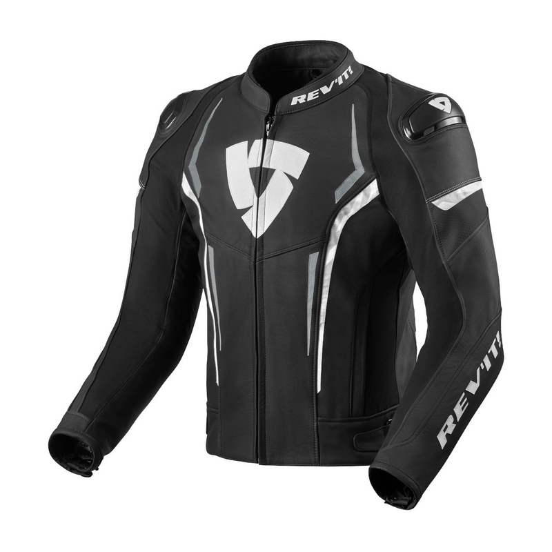 Revit Glide Schwarz-Weiß-Motorradjacke Ausverkauf