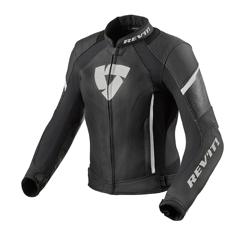 Damen Revit Xena 3 Schwarz-Weiß-Motorradjacke Ausverkauf