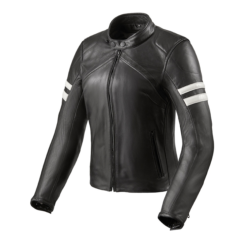Damen Revit Meridian Schwarz-Weiß Motorradjacke Ausverkauf
