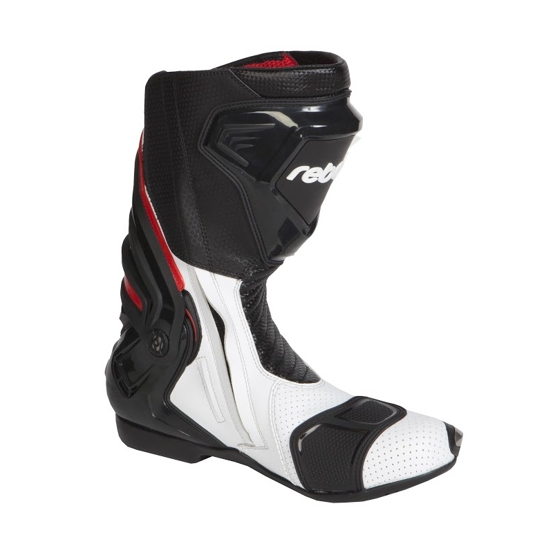 Rebelhorn Rival Weiß und Schwarz Perforierte Motorradstiefel Ausverkauf