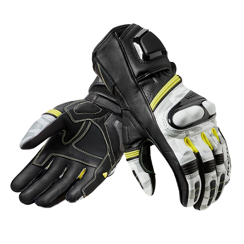Revit League Schwarze und weiße Motorradhandschuhe Ausverkauf