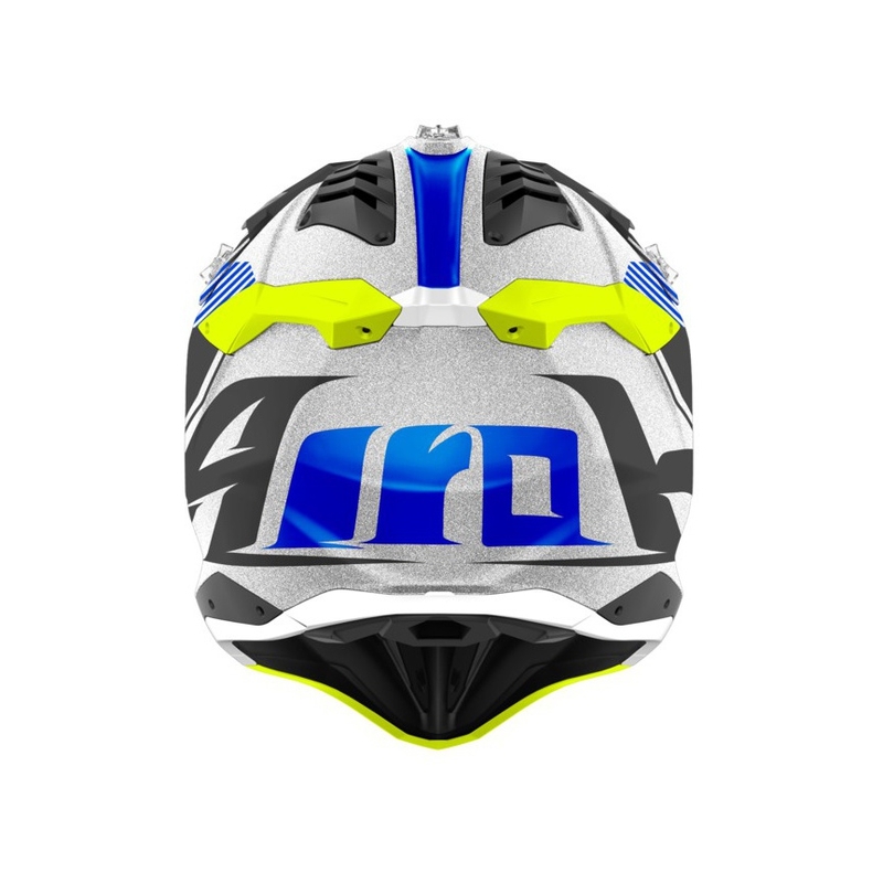 Motocross Helm Airoh Aviator 3.0 Wave 2022 weiß-blau-fluo gelb Ausverkauf