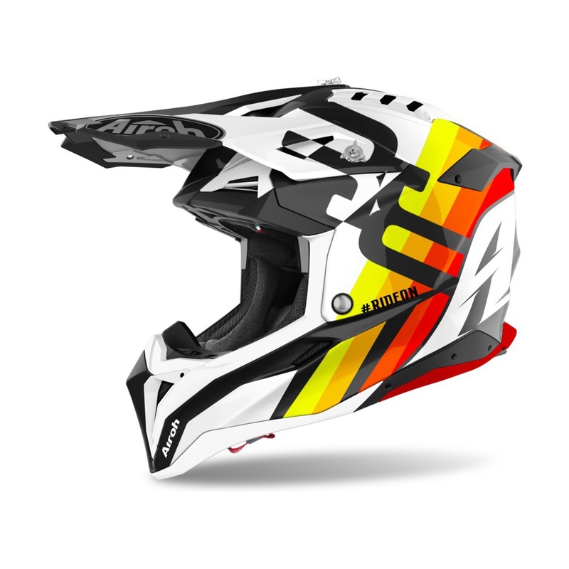 Motocross Helm Airoh Aviator 3.0 Rainbow 2021 weiß-gelb-orange-rot Ausverkauf