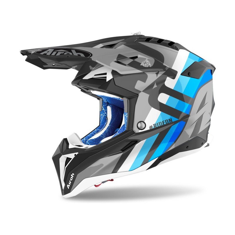 Motocross Helm Airoh Aviator 3.0 Rainbow 2021 grau-blau-weiß