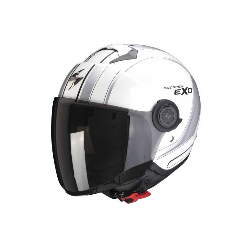 Offener Motorradhelm Scorpion EXO-CITY Scoot weiß-silber