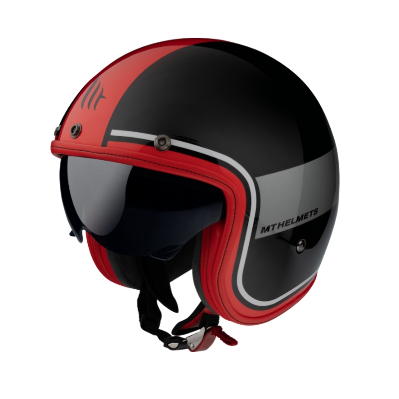 Offener Helm MT LeMans 2 SV Tant Schwarz-Rot-Grau Ausverkauf