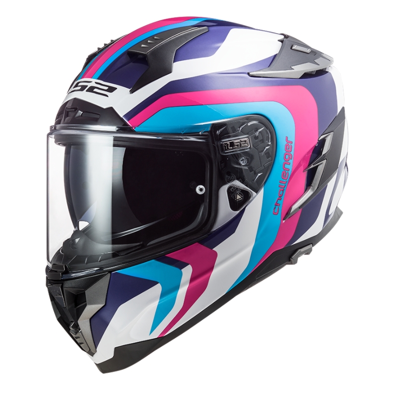 Integral Motorradhelm LS2 FF327 Challenger Galactic weiß-blau-rosa Ausverkauf