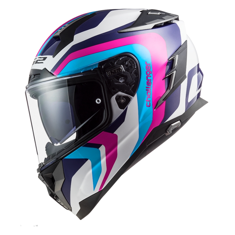 Integral Motorradhelm LS2 FF327 Challenger Galactic weiß-blau-rosa Ausverkauf