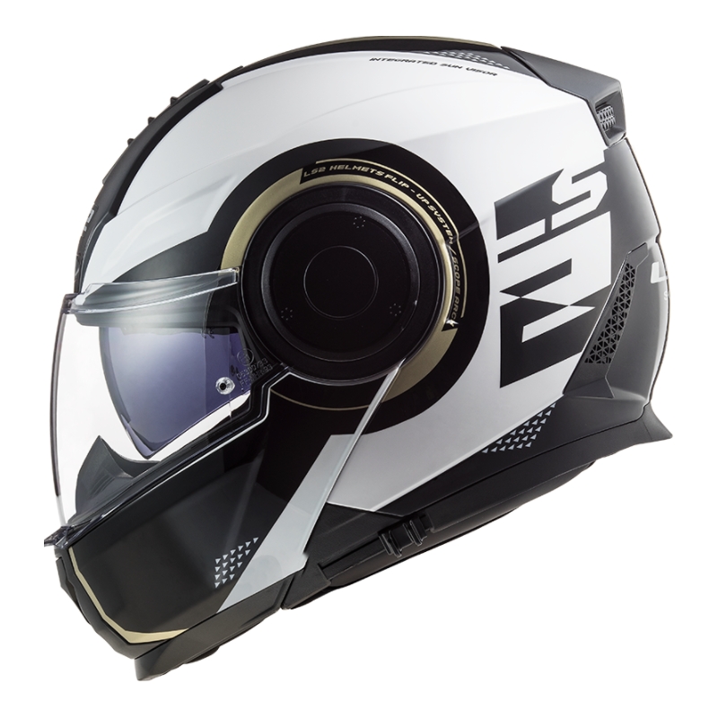 Klappbarer Motorradhelm LS2 FF902 Scope Arch weiß-schwarz