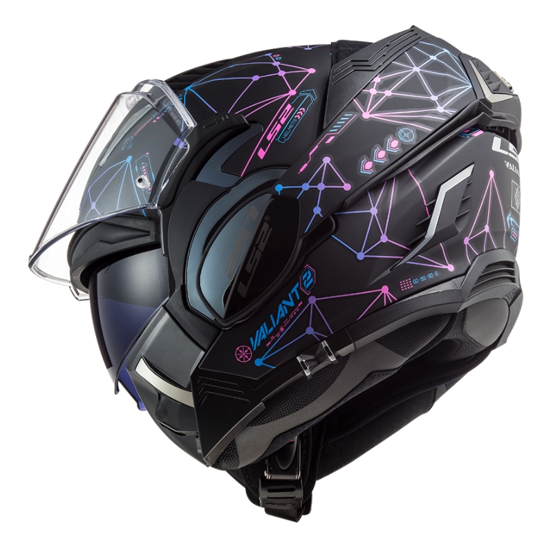 Klappbarer Motorradhelm LS2 FF900 Valiant II Stellar schwarz-blau-rosa