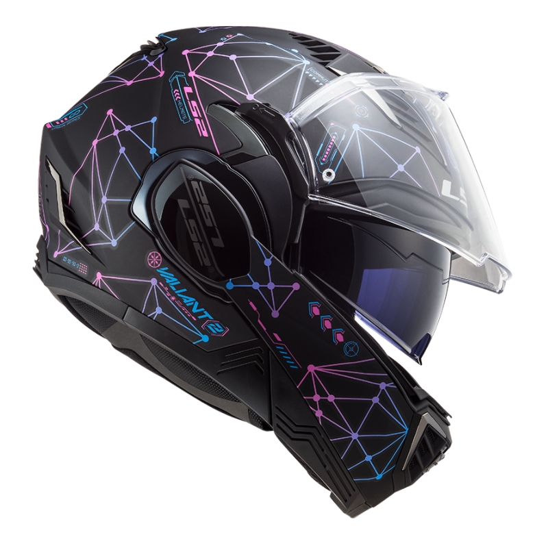 Klappbarer Motorradhelm LS2 FF900 Valiant II Stellar schwarz-blau-rosa