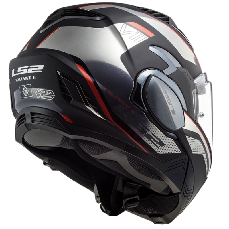 Klappbarer Motorradhelm LS2 FF900 Valiant II Hub schwarz-grau-rot