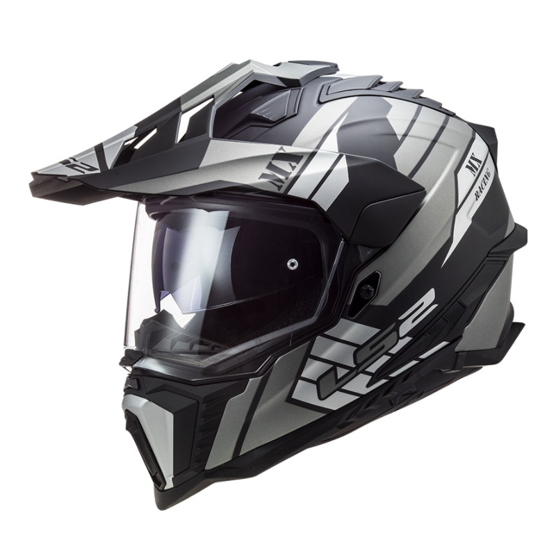 Enduro-Helm LS2 MX701 Explorer Atlantis schwarz-grau-weiß