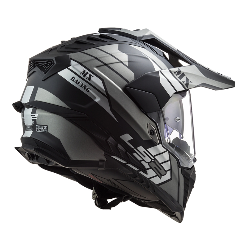 Enduro-Helm LS2 MX701 Explorer Atlantis schwarz-grau-weiß