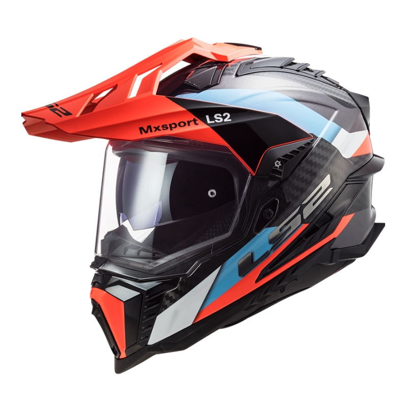 Enduro-Helm LS2 MX701 Explorer C Frontier schwarz-orange-blau