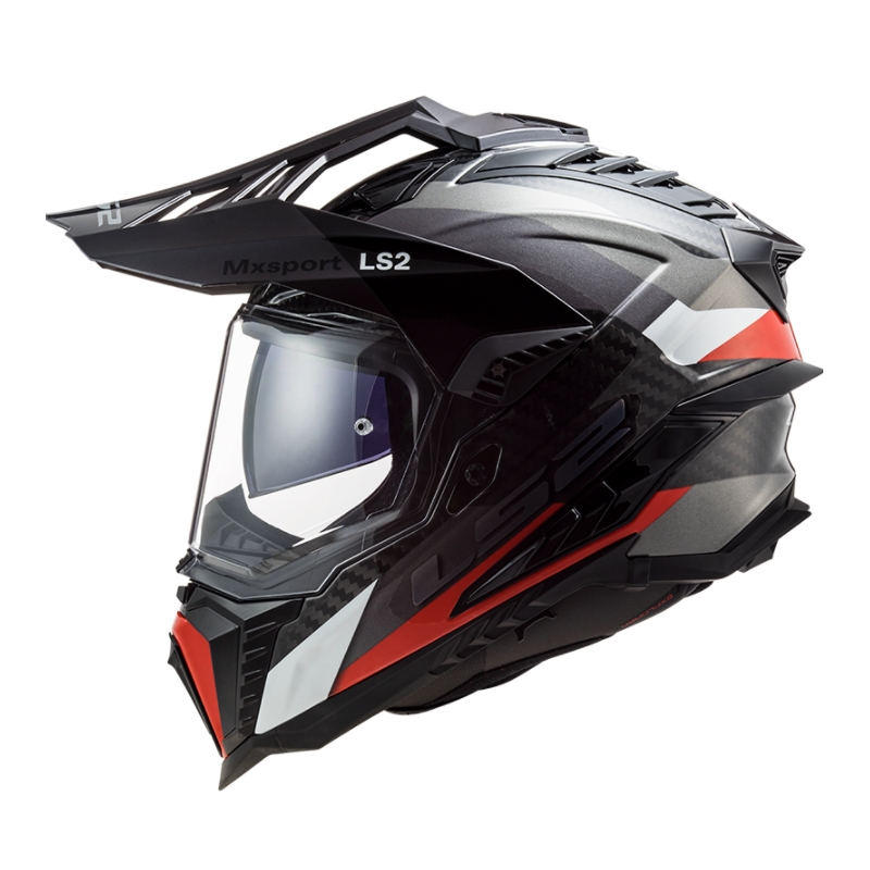 Enduro-Helm LS2 MX701 Explorer C Frontier schwarz-rot-weiß