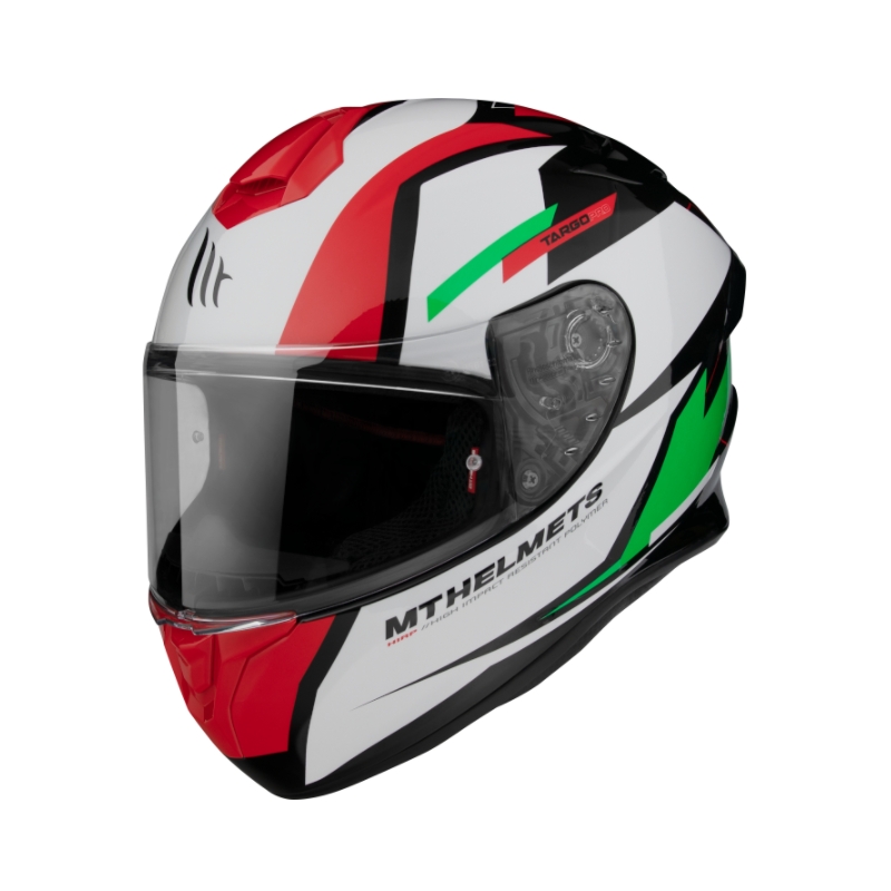 MT FF106 Pro Targo Pro Sound schwarz-weiß-rot-grüner Integral-Motorradhelm Ausverkauf