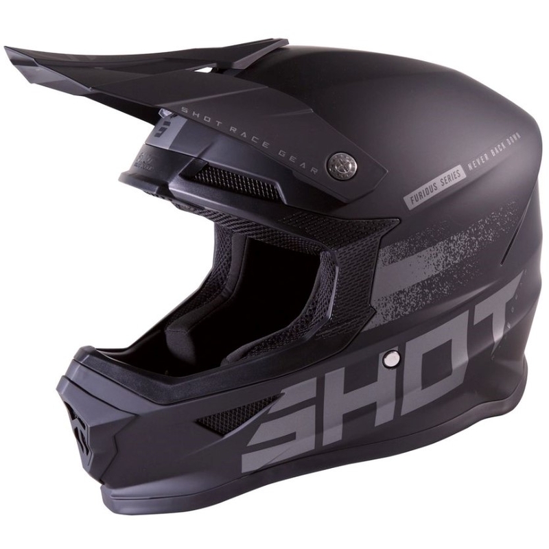 Motocross Helm Shot Furious Raw 2.0 schwarz-grau Ausverkauf