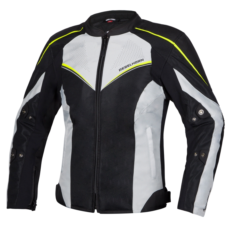 Women's Rebelhorn Hiflow IV Schwarz-Silber-Fluo Gelb Motorradjacke Ausverkauf