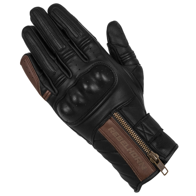 Rebelhorn Hunter Schwarz-Braun Motorradhandschuhe Ausverkauf