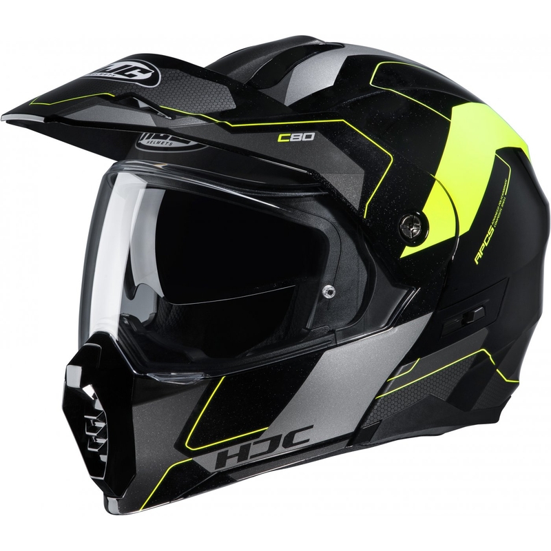 HJC C80 Rox MC4H schwarz-grau-fluo gelb klappbarer Motorradhelm