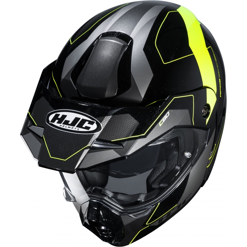 HJC C80 Rox MC4H schwarz-grau-fluo gelb klappbarer Motorradhelm