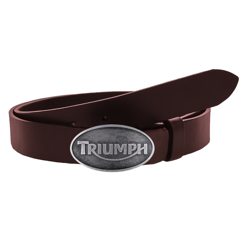 Motorradgürtel aus Leder mit Schnalle Triumph braun