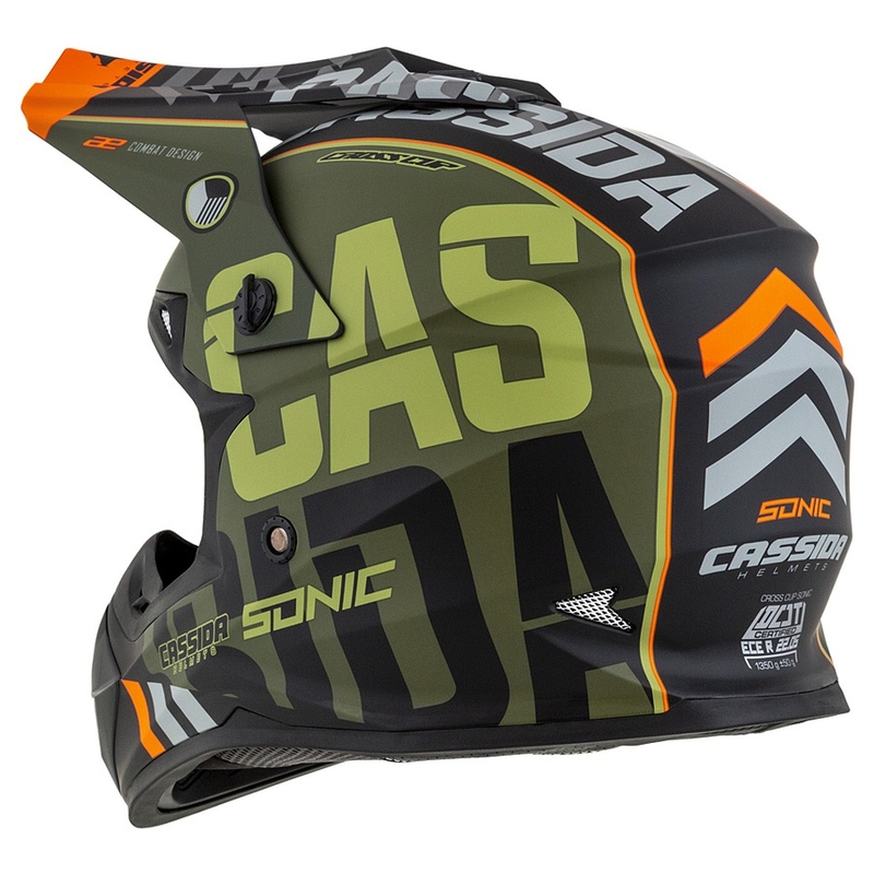 Cassida Cross Cup Sonic Motocross Helm orange-grün matt