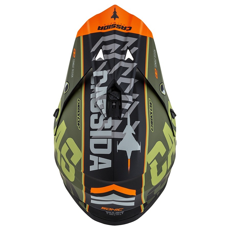 Cassida Cross Cup Sonic Motocross Helm orange-grün matt