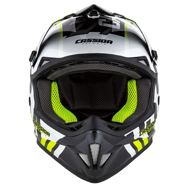 Cassida Cross Cup Sonic Motocross Helm schwarz-weiss-fluo gelb