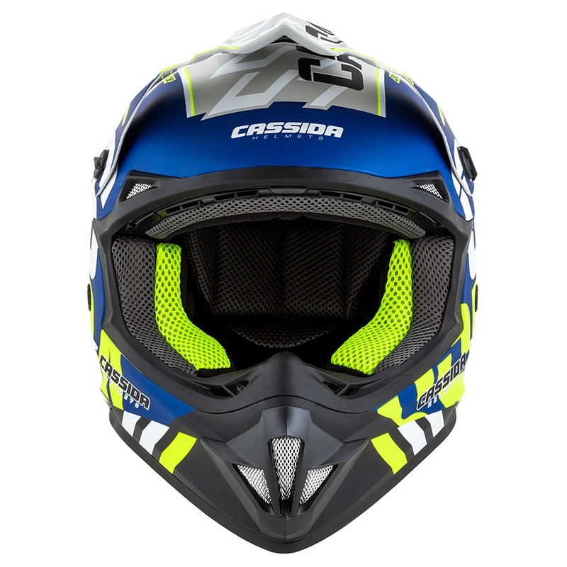 Motocross Helm Cassida Cross Cup Sonic fluo gelb-blau matt