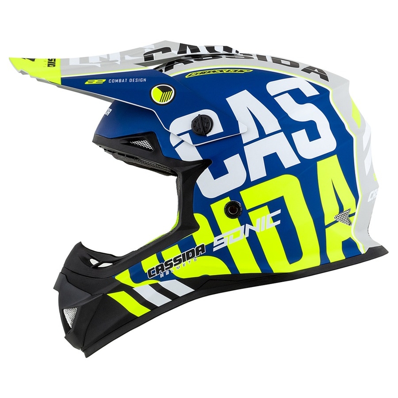 Motocross Helm Cassida Cross Cup Sonic fluo gelb-blau matt