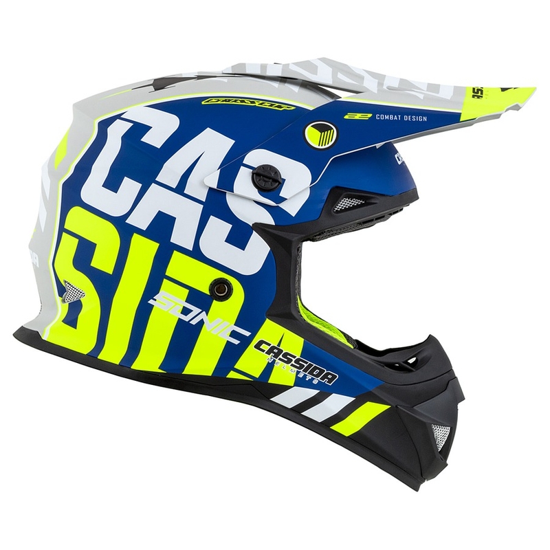 Motocross Helm Cassida Cross Cup Sonic fluo gelb-blau matt