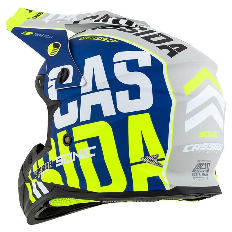 Motocross Helm Cassida Cross Cup Sonic fluo gelb-blau matt